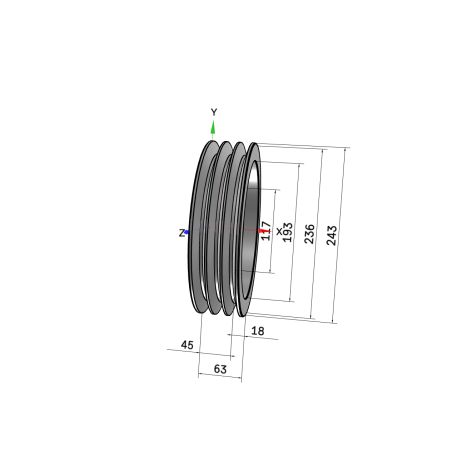Poulie trapézoïdale SPB / B - 3 gorges - Ø236 mm - Moyeu amovible 2517 - Fonte