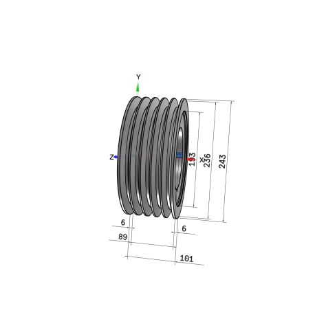 Poulie trapézoïdale SPB / B - 5 gorges - Ø236 mm - Moyeu amovible 3535 - Fonte
