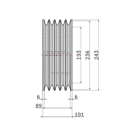 Poulie trapézoïdale SPB / B - 5 gorges - Ø236 mm - Moyeu amovible 3535 - Fonte
