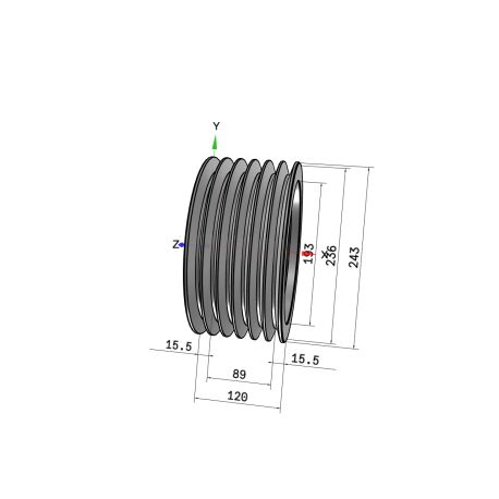 Poulie trapézoïdale SPB / B - 6 gorges - Ø236 mm - Moyeu amovible 3535 - Fonte