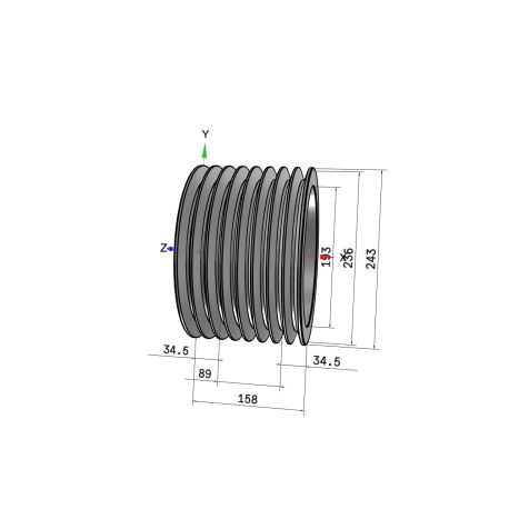 Poulie trapézoïdale SPB / B - 8 gorges - Ø236 mm - Moyeu amovible 3535 - Fonte
