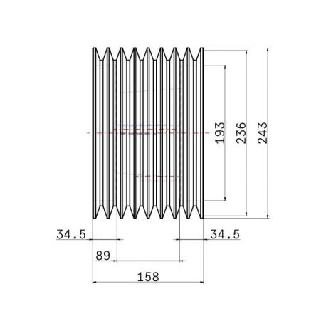 Poulie trapézoïdale SPB / B - 8 gorges - Ø236 mm - Moyeu amovible 3535 - Fonte