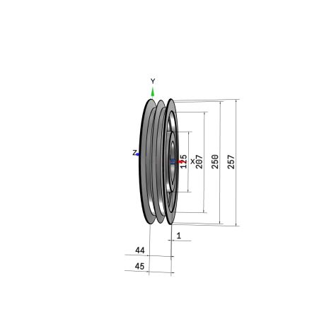 Poulie trapézoïdale SPB / B - 2 gorges - Ø250 mm - Moyeu amovible 2517 - Fonte