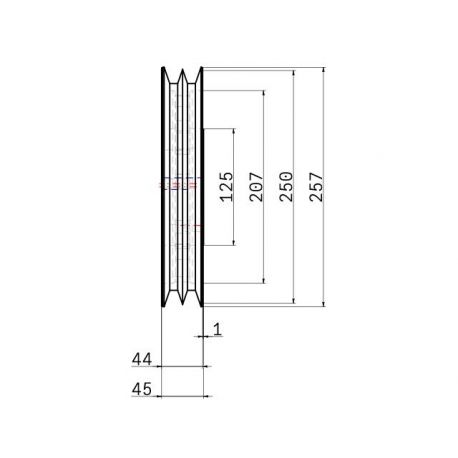 Poulie trapézoïdale SPB / B - 2 gorges - Ø250 mm - Moyeu amovible 2517 - Fonte