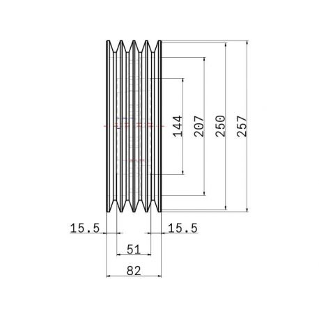 Poulie trapézoïdale SPB / B - 4 gorges - Ø250 mm - Moyeu amovible 3020 - Fonte