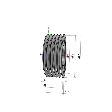 Poulie trapézoïdale SPB / B - 5 gorges - Ø250 mm - Moyeu amovible 3535 - Fonte