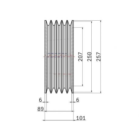 Poulie trapézoïdale SPB / B - 5 gorges - Ø250 mm - Moyeu amovible 3535 - Fonte