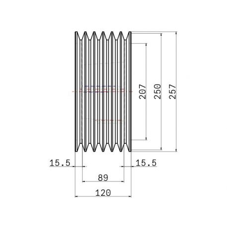 Poulie trapézoïdale SPB / B - 6 gorges - Ø250 mm - Moyeu amovible 3535 - Fonte