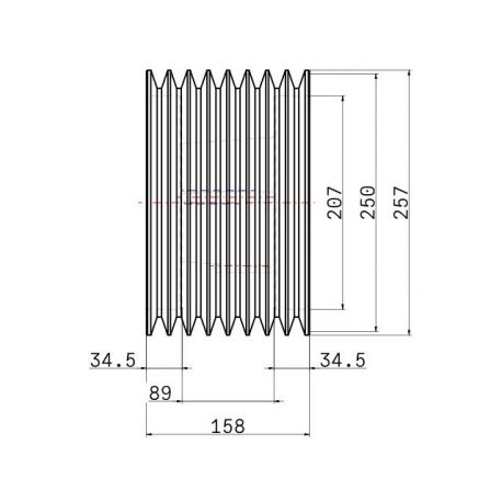 Poulie trapézoïdale SPB / B - 8 gorges - Ø250 mm - Moyeu amovible 3535 - Fonte
