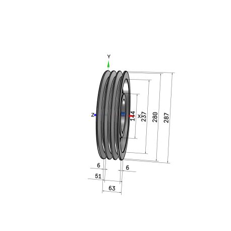 Poulie trapézoïdale SPB / B - 3 gorges - Ø280 mm - Moyeu amovible 3020 - Fonte