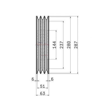 Poulie trapézoïdale SPB / B - 3 gorges - Ø280 mm - Moyeu amovible 3020 - Fonte