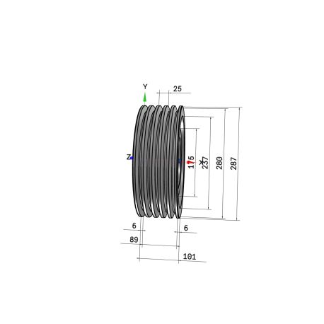 Poulie trapézoïdale SPB / B - 5 gorges - Ø280 mm - Moyeu amovible 3535 - Fonte