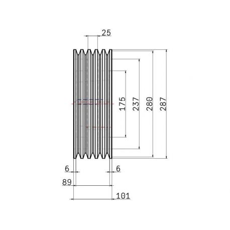 Poulie trapézoïdale SPB / B - 5 gorges - Ø280 mm - Moyeu amovible 3535 - Fonte