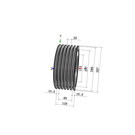 Poulie trapézoïdale SPB / B - 6 gorges - Ø280 mm - Moyeu amovible 3535 - Fonte