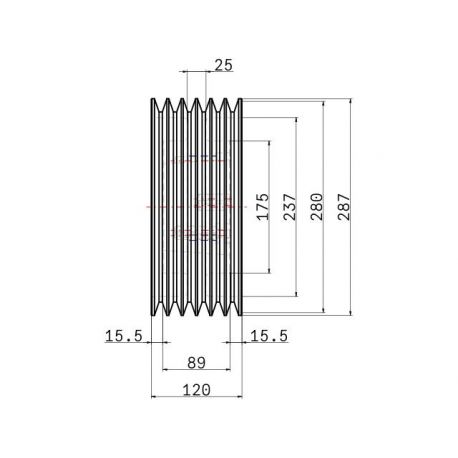 Poulie trapézoïdale SPB / B - 6 gorges - Ø280 mm - Moyeu amovible 3535 - Fonte