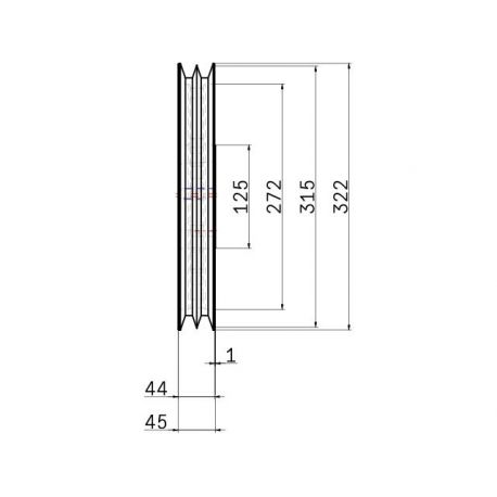 Poulie trapézoïdale SPB / B - 2 gorges - Ø315 mm - Moyeu amovible 2517 - Fonte