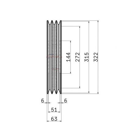 Poulie trapézoïdale SPB / B - 3 gorges - Ø315 mm - Moyeu amovible 3020 - Fonte