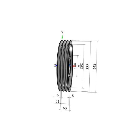 Poulie trapézoïdale SPB / B - 3 gorges - Ø335 mm - Moyeu amovible 3020 - Fonte