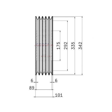 Poulie trapézoïdale SPB / B - 5 gorges - Ø335 mm - Moyeu amovible 3535 - Fonte