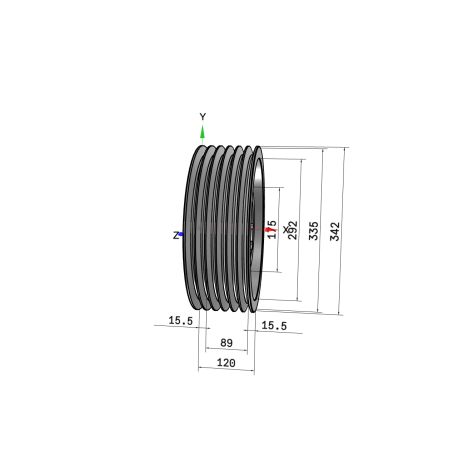 Poulie trapézoïdale SPB / B - 6 gorges - Ø335 mm - Moyeu amovible 3535 - Fonte