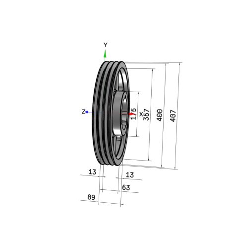 Poulie trapézoïdale SPB / B - 3 gorges - Ø400 mm - Moyeu amovible 3535 - Fonte