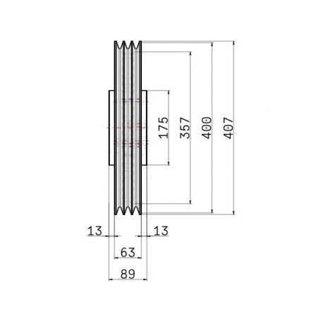 Poulie trapézoïdale SPB / B - 3 gorges - Ø400 mm - Moyeu amovible 3535 - Fonte