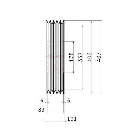 Poulie trapézoïdale SPB / B - 5 gorges - Ø400 mm - Moyeu amovible 3535 - Fonte