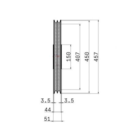 Poulie trapézoïdale SPB / B - 2 gorges - Ø450 mm - Moyeu amovible 3020 - Fonte