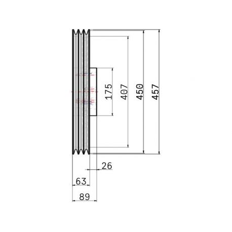 Poulie trapézoïdale SPB / B - 3 gorges - Ø450 mm - Moyeu amovible 3535 - Fonte
