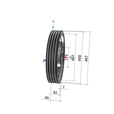 Poulie trapézoïdale SPB / B - 4 gorges - Ø450 mm - Moyeu amovible 3535 - Fonte