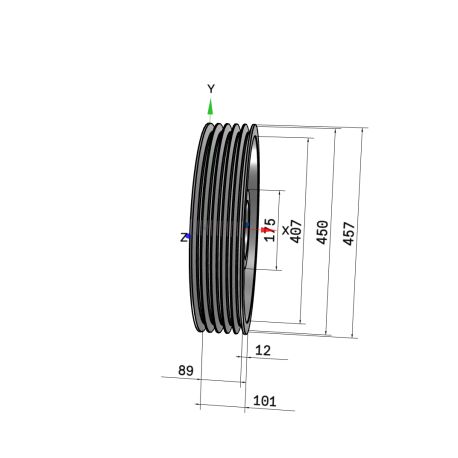Poulie trapézoïdale SPB / B - 5 gorges - Ø450 mm - Moyeu amovible 3535 - Fonte