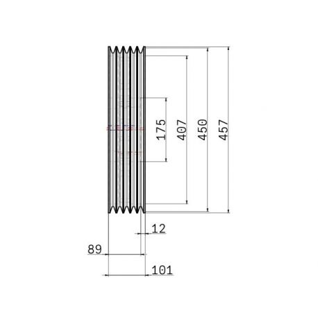 Poulie trapézoïdale SPB / B - 5 gorges - Ø450 mm - Moyeu amovible 3535 - Fonte