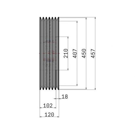 Poulie trapézoïdale SPB / B - 6 gorges - Ø450 mm - Moyeu amovible 4040 - Fonte