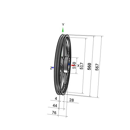 Poulie trapézoïdale SPB / B - 2 gorges - Ø560 mm - Moyeu amovible 3030 - Fonte