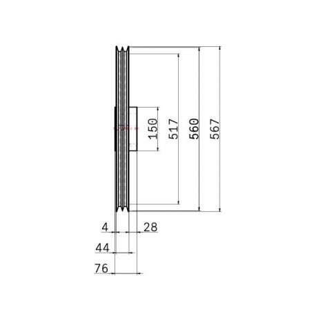 Poulie trapézoïdale SPB / B - 2 gorges - Ø560 mm - Moyeu amovible 3030 - Fonte