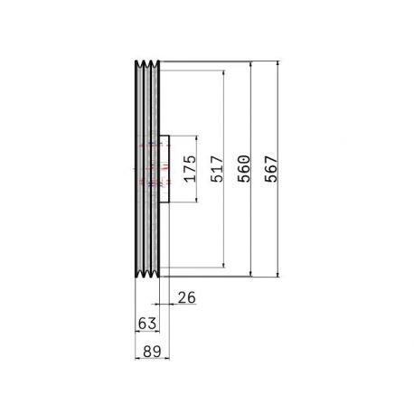Poulie trapézoïdale SPB / B - 3 gorges - Ø560 mm - Moyeu amovible 3535 - Fonte