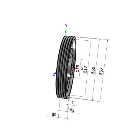 Poulie trapézoïdale SPB / B - 4 gorges - Ø560 mm - Moyeu amovible 3535 - Fonte