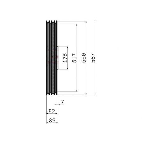 Poulie trapézoïdale SPB / B - 4 gorges - Ø560 mm - Moyeu amovible 3535 - Fonte