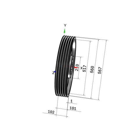 Poulie trapézoïdale SPB / B - 5 gorges - Ø560 mm - Moyeu amovible 4040 - Fonte