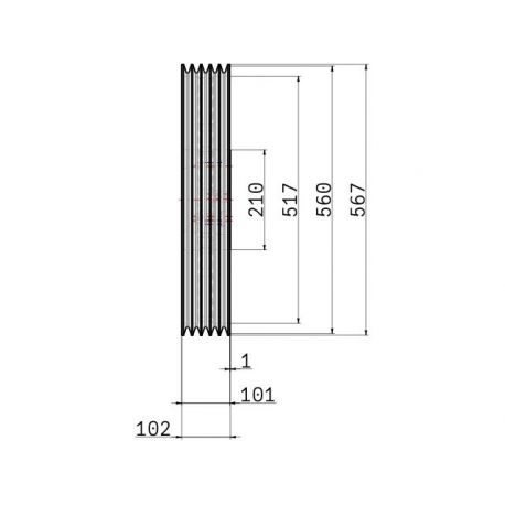 Poulie trapézoïdale SPB / B - 5 gorges - Ø560 mm - Moyeu amovible 4040 - Fonte