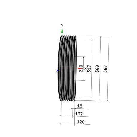 Poulie trapézoïdale SPB / B - 6 gorges - Ø560 mm - Moyeu amovible 4040 - Fonte