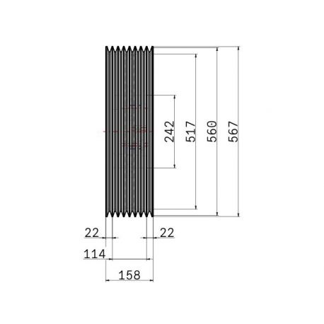 Poulie trapézoïdale SPB / B - 8 gorges - Ø560 mm - Moyeu amovible 4545 - Fonte