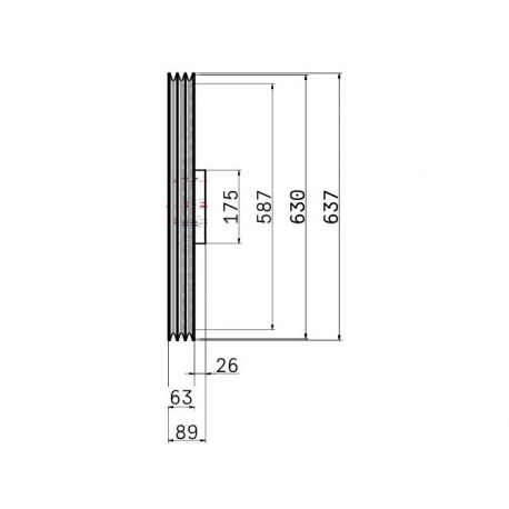 Poulie trapézoïdale SPB / B - 3 gorges - Ø630 mm - Moyeu amovible 3535 - Fonte