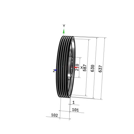 Poulie trapézoïdale SPB / B - 5 gorges - Ø630 mm - Moyeu amovible 4040 - Fonte