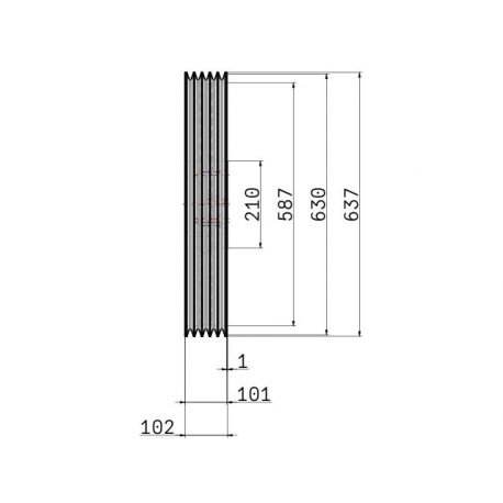 Poulie trapézoïdale SPB / B - 5 gorges - Ø630 mm - Moyeu amovible 4040 - Fonte