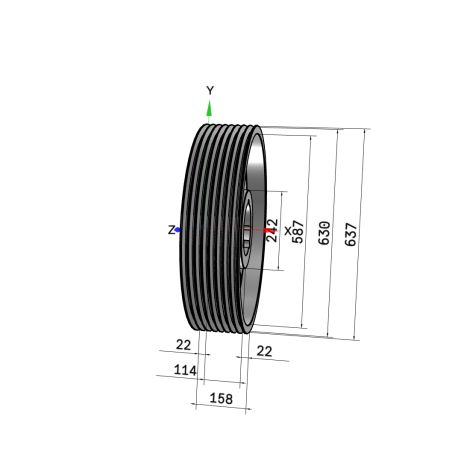 Poulie trapézoïdale SPB / B - 8 gorges - Ø630 mm - Moyeu amovible 4545 - Fonte