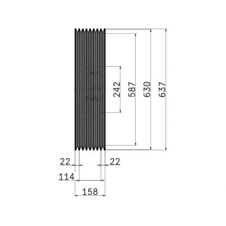 Poulie trapézoïdale SPB / B - 8 gorges - Ø630 mm - Moyeu amovible 4545 - Fonte