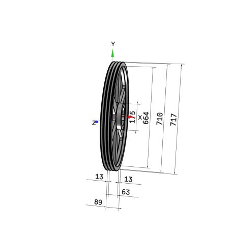 Poulie trapézoïdale SPB / B - 3 gorges - Ø710 mm - Moyeu amovible 3535 - Fonte