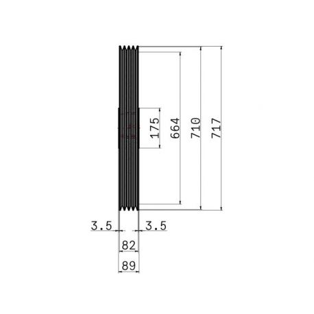 Poulie trapézoïdale SPB / B - 4 gorges - Ø710 mm - Moyeu amovible 3535 - Fonte