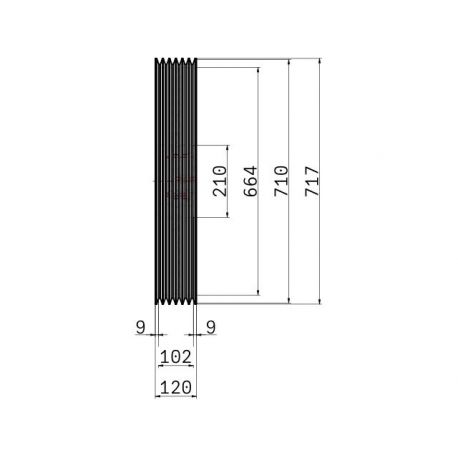 Poulie trapézoïdale SPB / B - 6 gorges - Ø710 mm - Moyeu amovible 4040 - Fonte